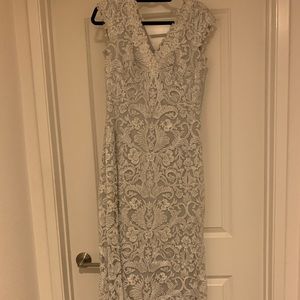Tadashi Shoji silver gown